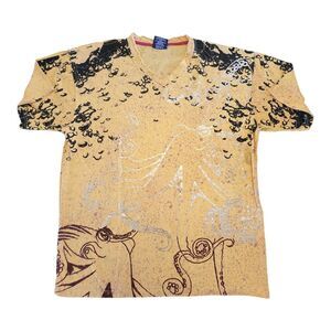 Mecca 2XL T-Shirt Men's Y2K Ocean Graphic Yellow Octopus Tentacle Skater 90s Tee